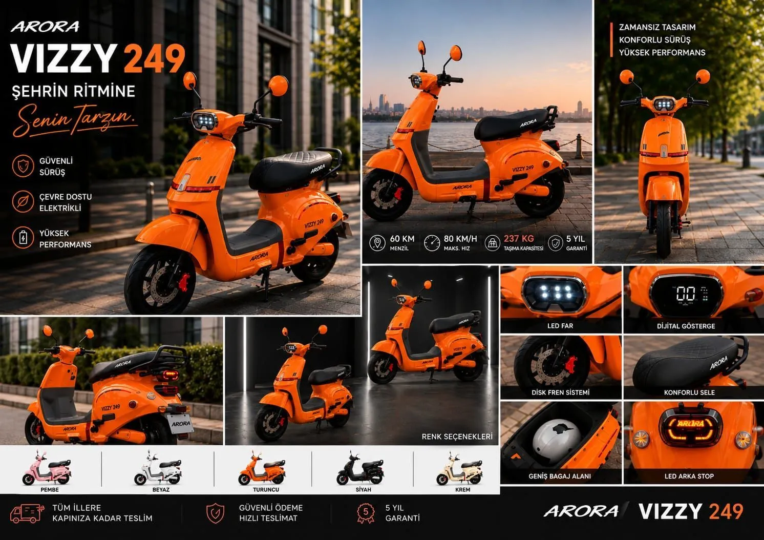 Arora Vizzy 249 Elektrikli Scooter